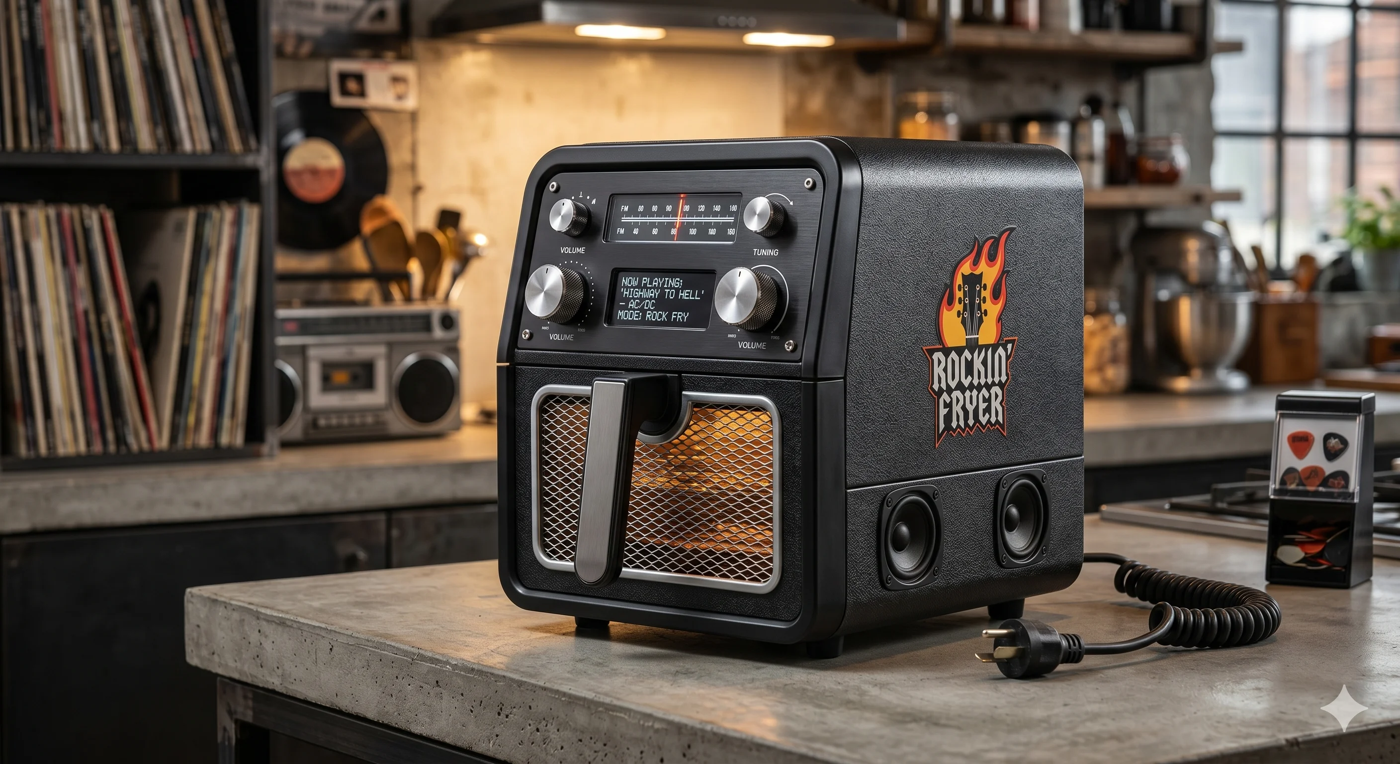 Air Fryer que toca Rock